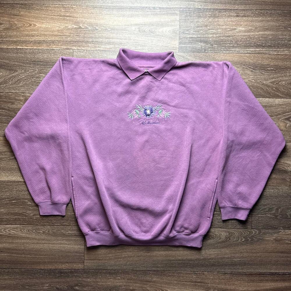 Purple vintage 1990s embroidered polo
